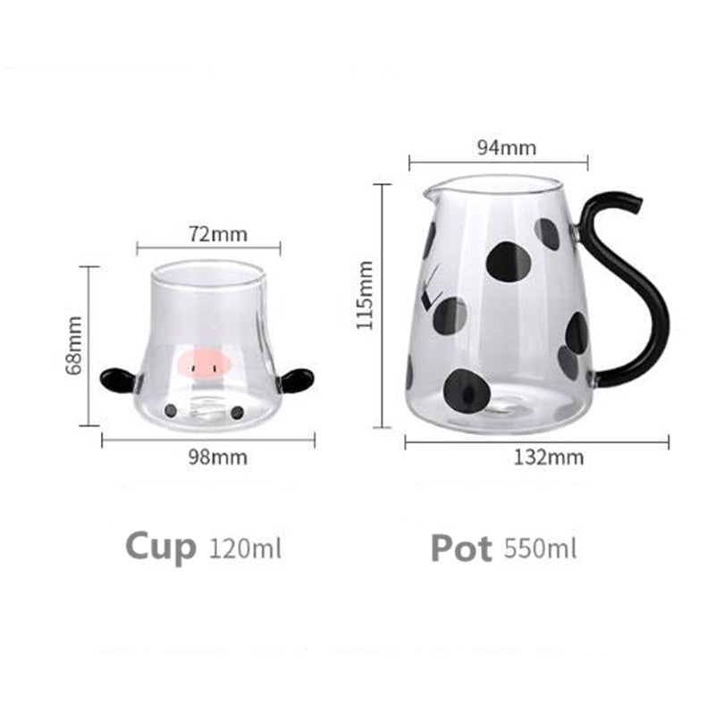 Cute Cow Glass Jug & Cup